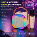 Portable Bluetooth Karaoke Speaker with Wireless Microphone | RGB LED Lights | Rechargeable Mini PA System | USB/TF Card/AUX Support | Perfect for Kids & Adults