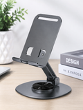 Premium Aluminum Adjustable Mobile & Tablet Stand | Foldable Desk Phone Holder | 360° Rotating Metal Stand for Smartphones & Tablets | Anti-Slip Base
